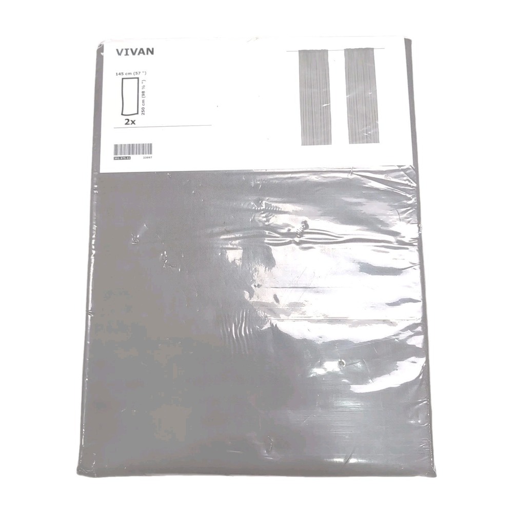IKEA‎ VIVAN Curtains Drapes 1 Pair Gray 2 Panels 57" x 98.5" Rod Pocket NEW NIP
